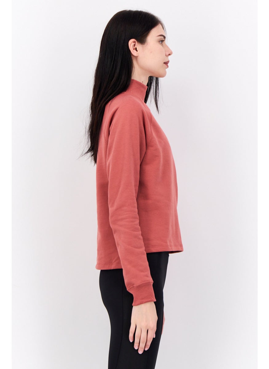 Women Sportswear Fit Long Sleeves Outdoor Sweatshirt, Brown