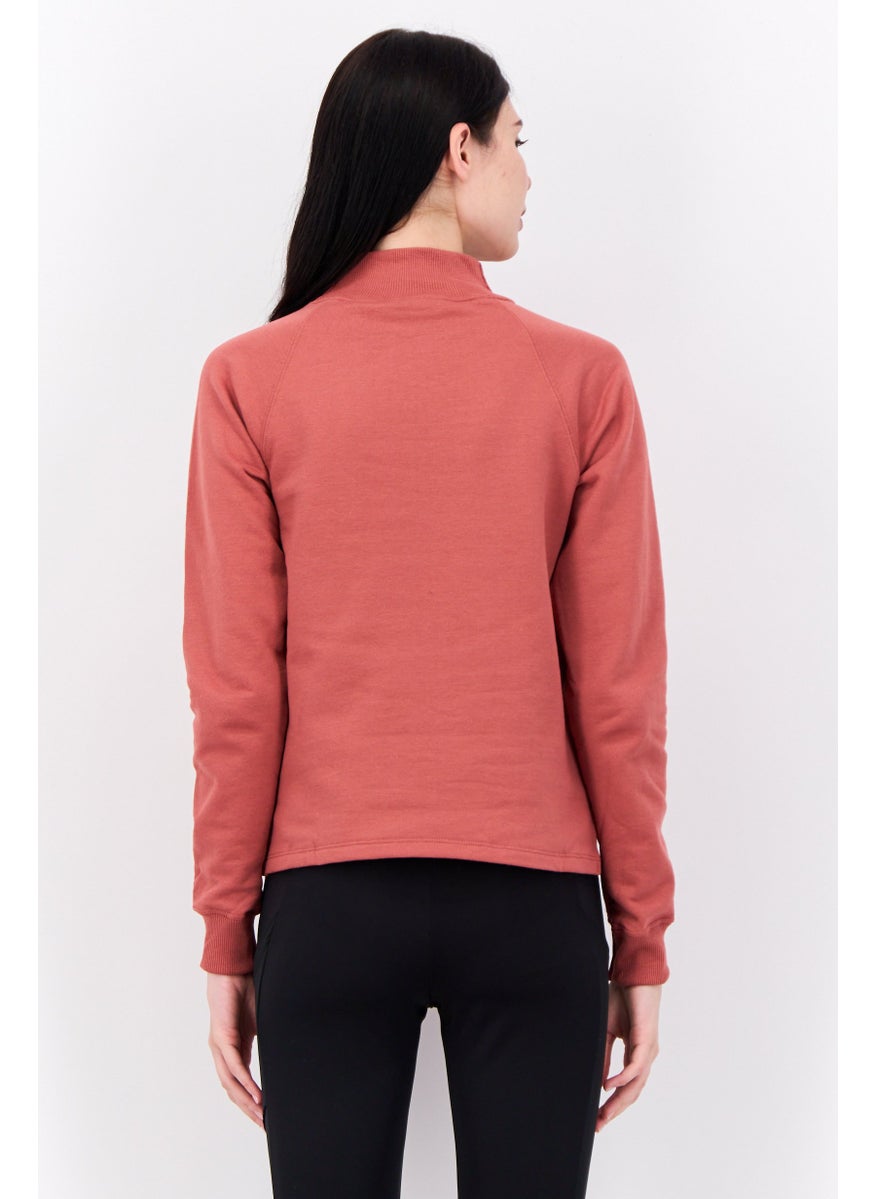 Women Sportswear Fit Long Sleeves Outdoor Sweatshirt, Brown