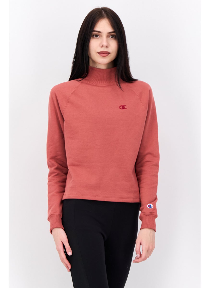 Women Sportswear Fit Long Sleeves Outdoor Sweatshirt, Brown
