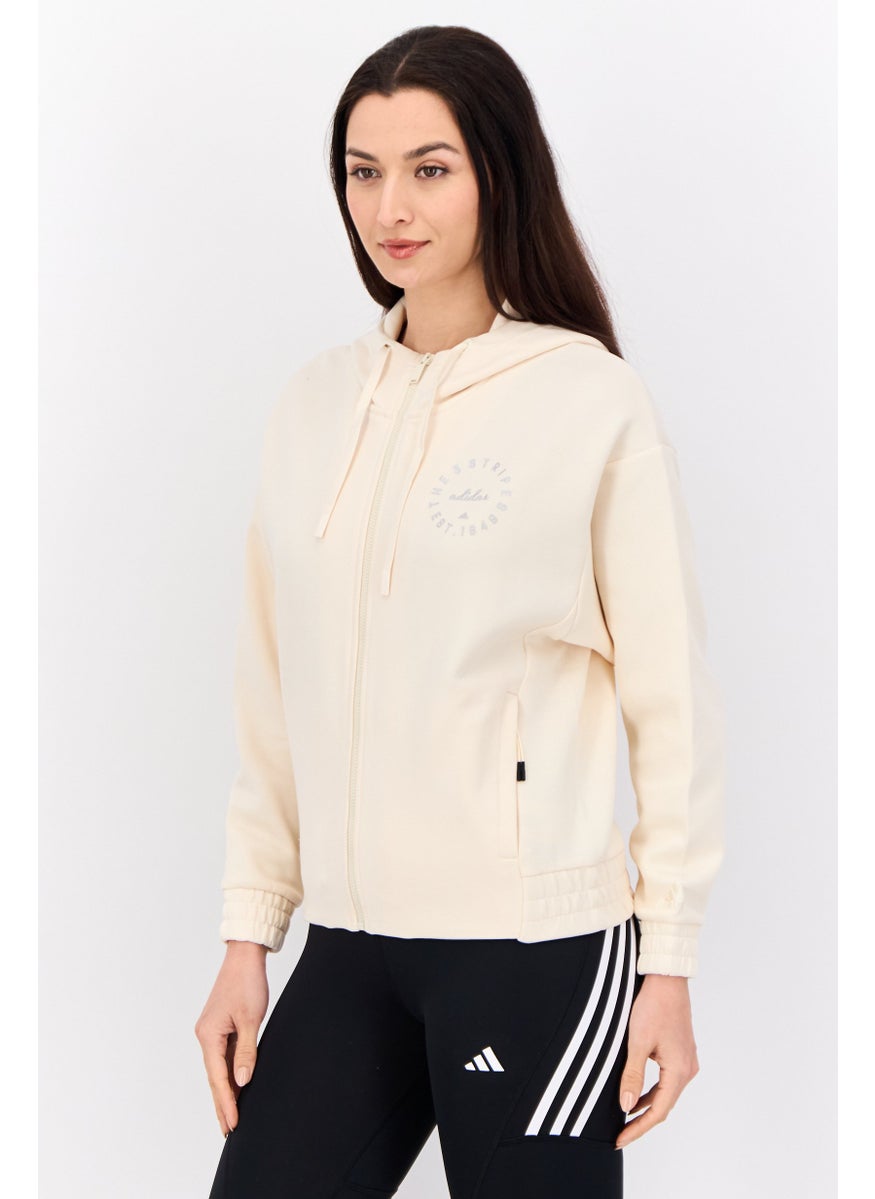 Women Sportswear Fit Long Sleeves Outdoor Sweatshirt, Beige