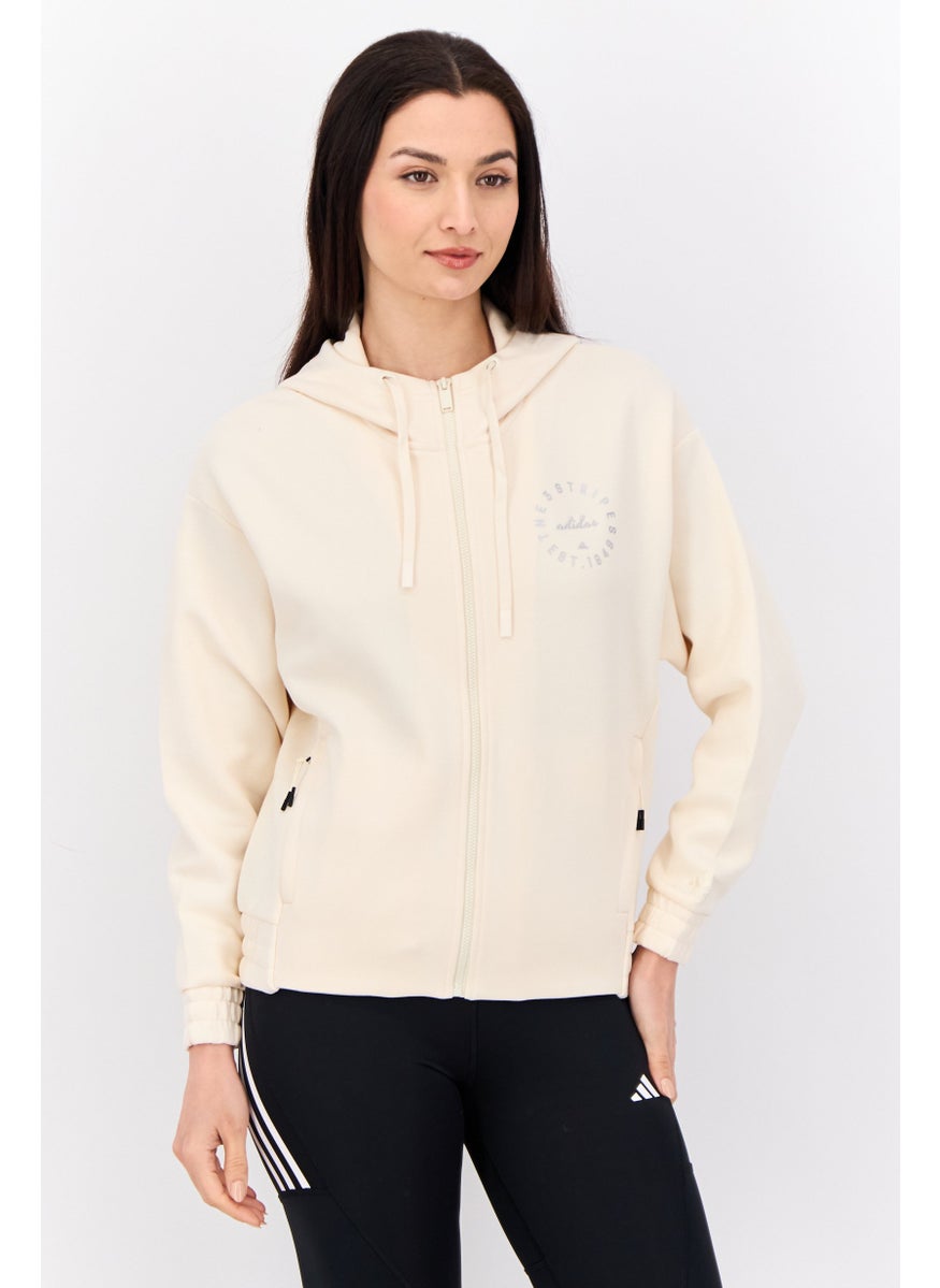 Women Sportswear Fit Long Sleeves Outdoor Sweatshirt, Beige