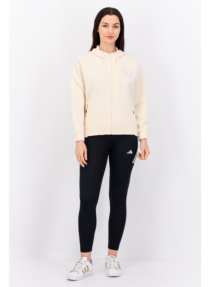 Women Sportswear Fit Long Sleeves Outdoor Sweatshirt, Beige
