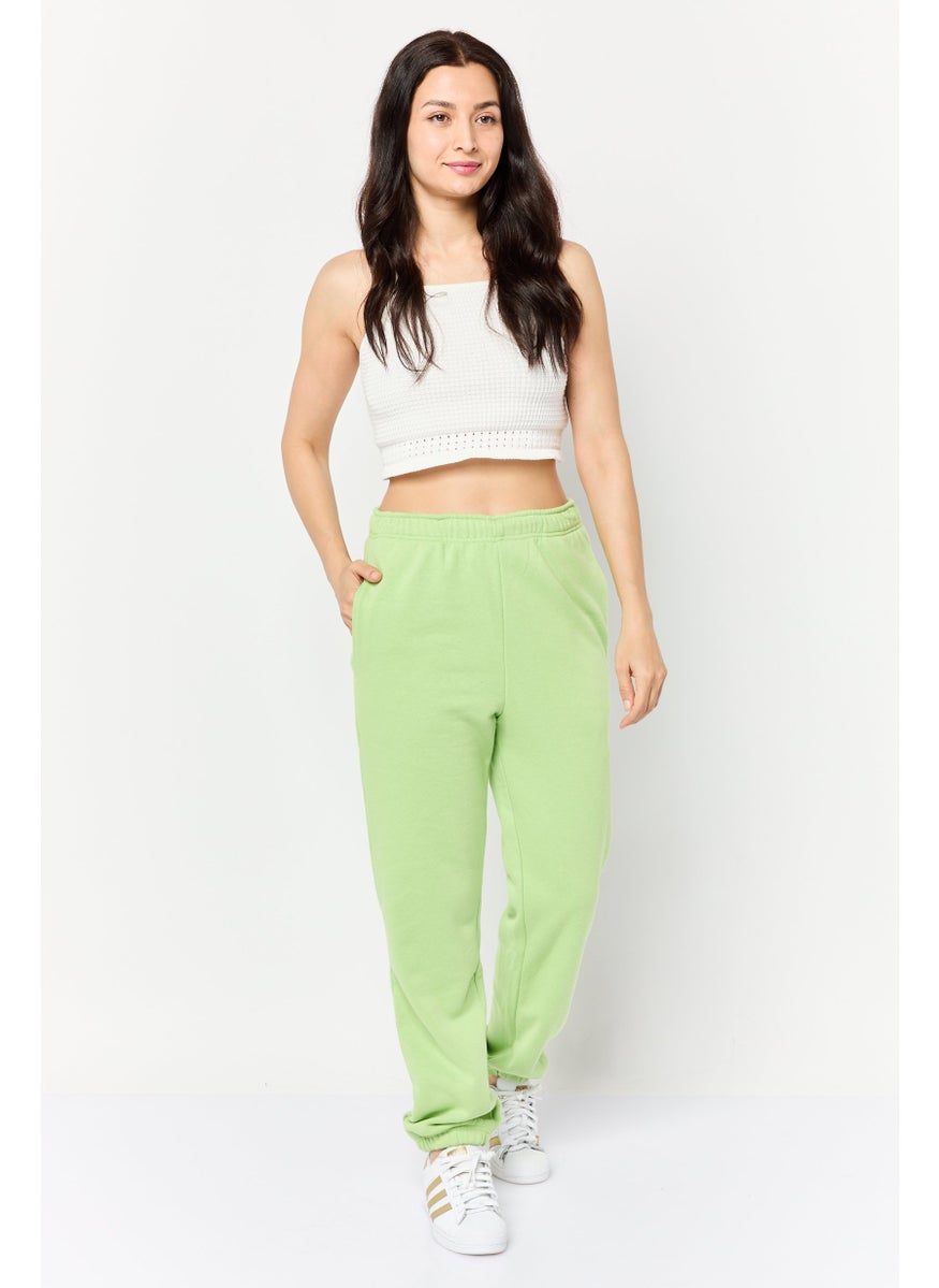 Women Regular Fit Solid Sweatpants, Matcha