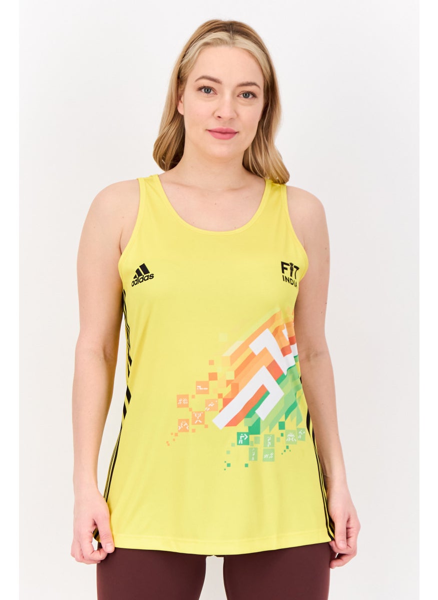 Women Sportswear Fit Sleeveless Outdoor Tank Top, Yellow
