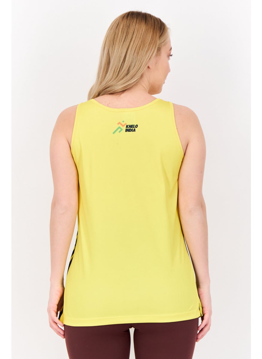 Women Sportswear Fit Sleeveless Outdoor Tank Top, Yellow