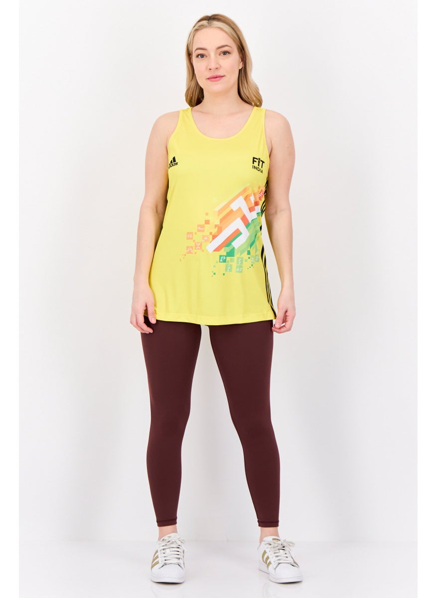 Women Sportswear Fit Sleeveless Outdoor Tank Top, Yellow