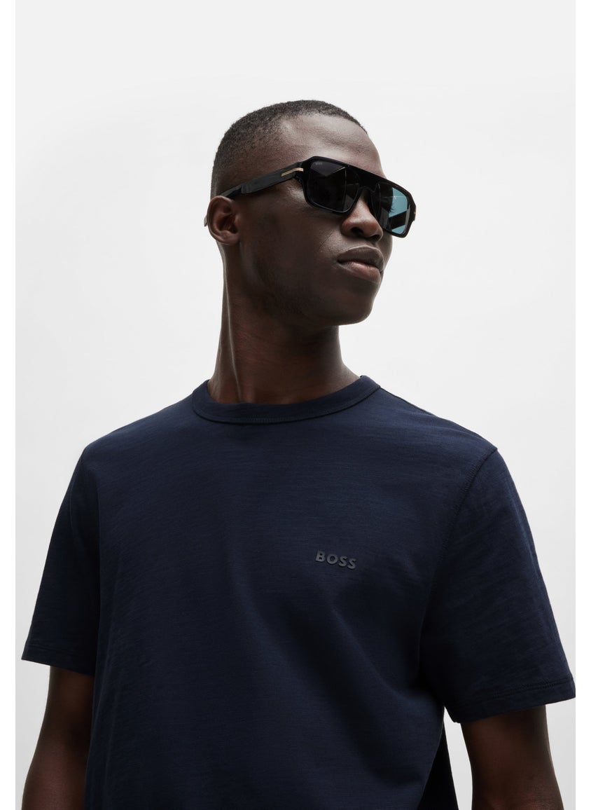 Regular-fit T-shirt in slub cotton with logo detail