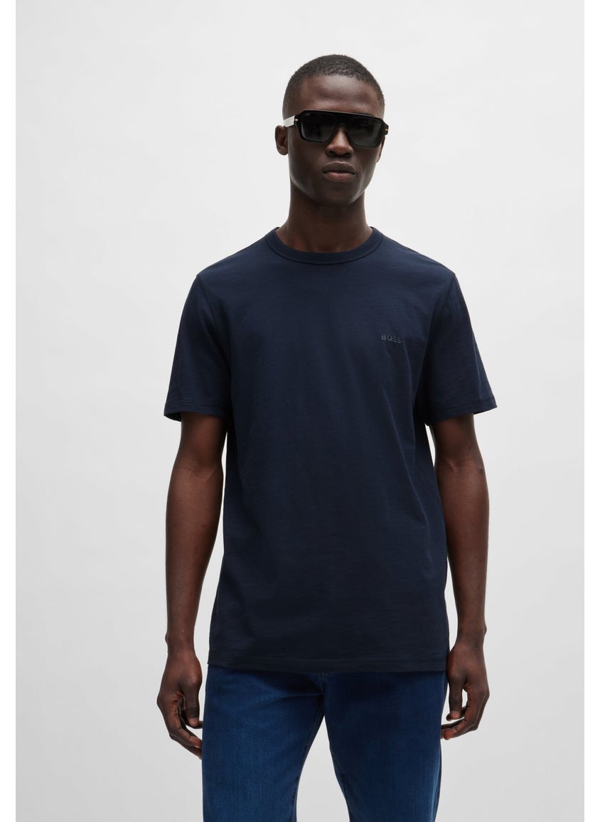 Regular-fit T-shirt in slub cotton with logo detail