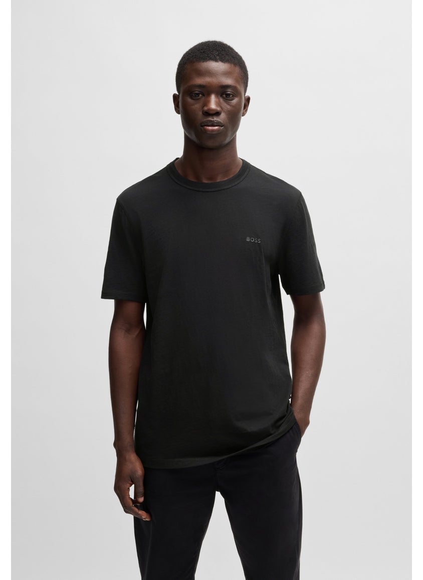Regular-fit T-shirt in slub cotton with logo detail