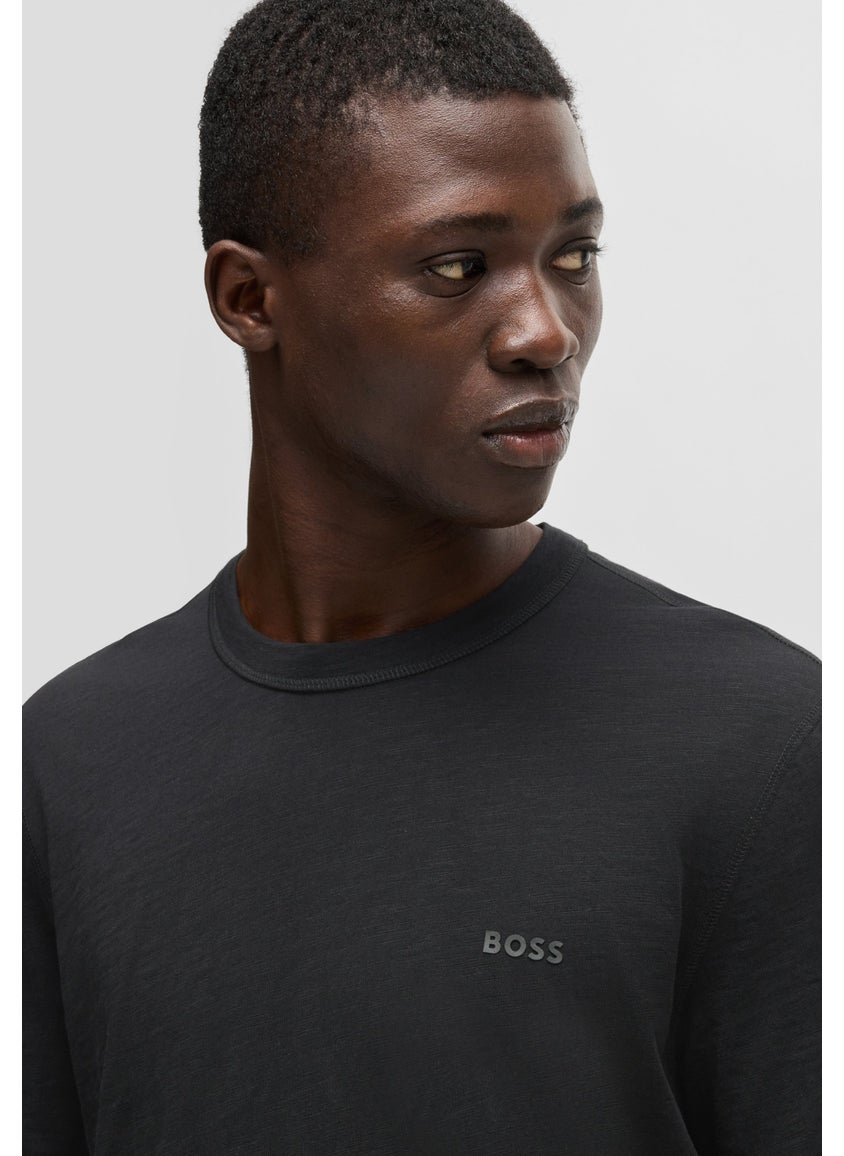 Regular-fit T-shirt in slub cotton with logo detail