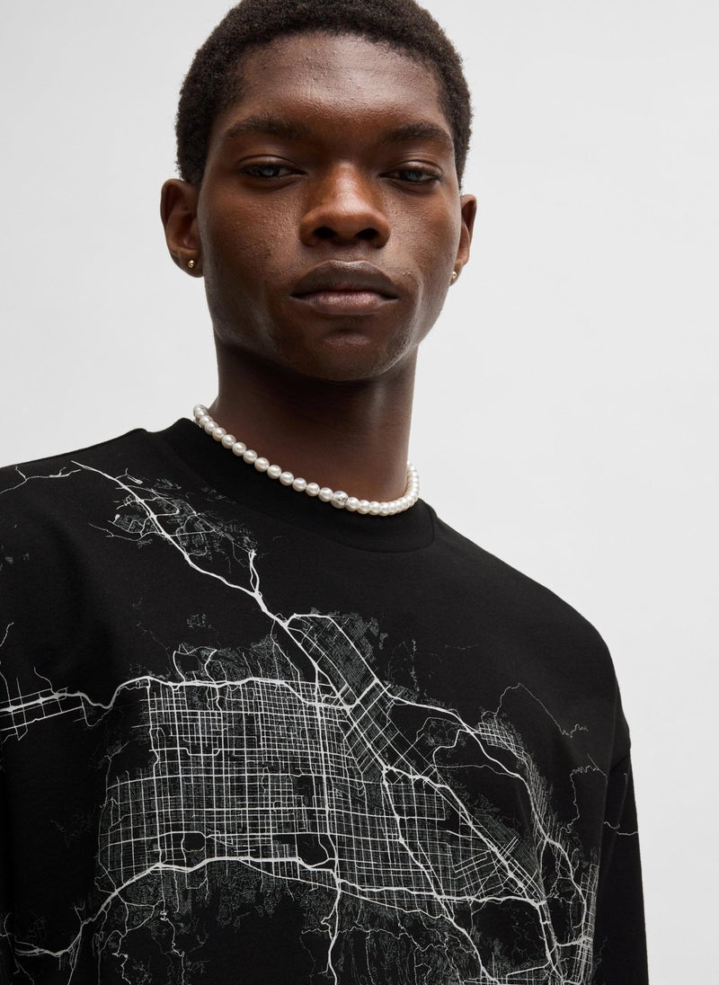 Cotton-jersey T-shirt with glow-in-the-dark artwork