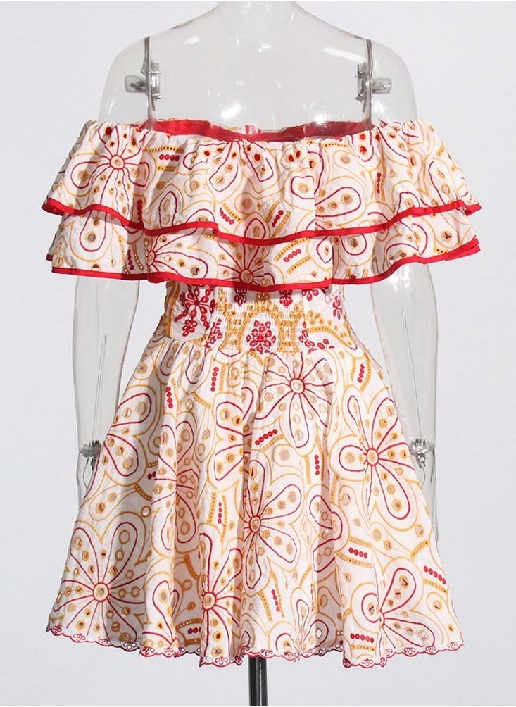 Floral Embroidery Cut-Out Mini Dress