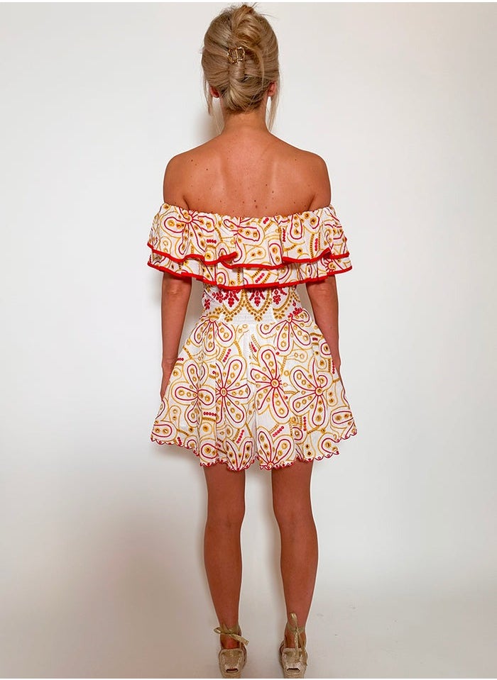 Floral Embroidery Cut-Out Mini Dress