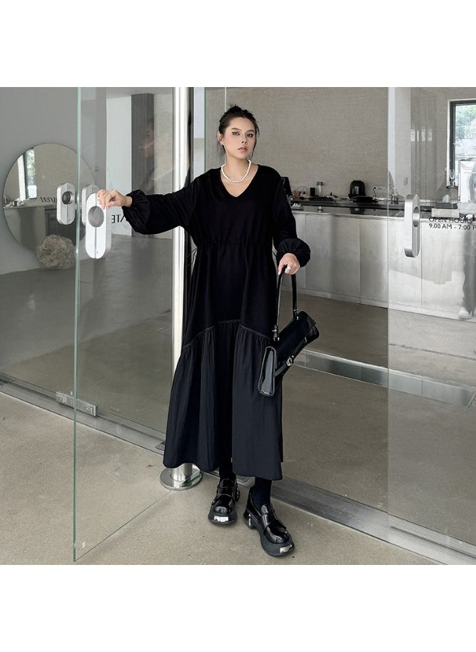V-Neck Long Sleeve A-Line Dress