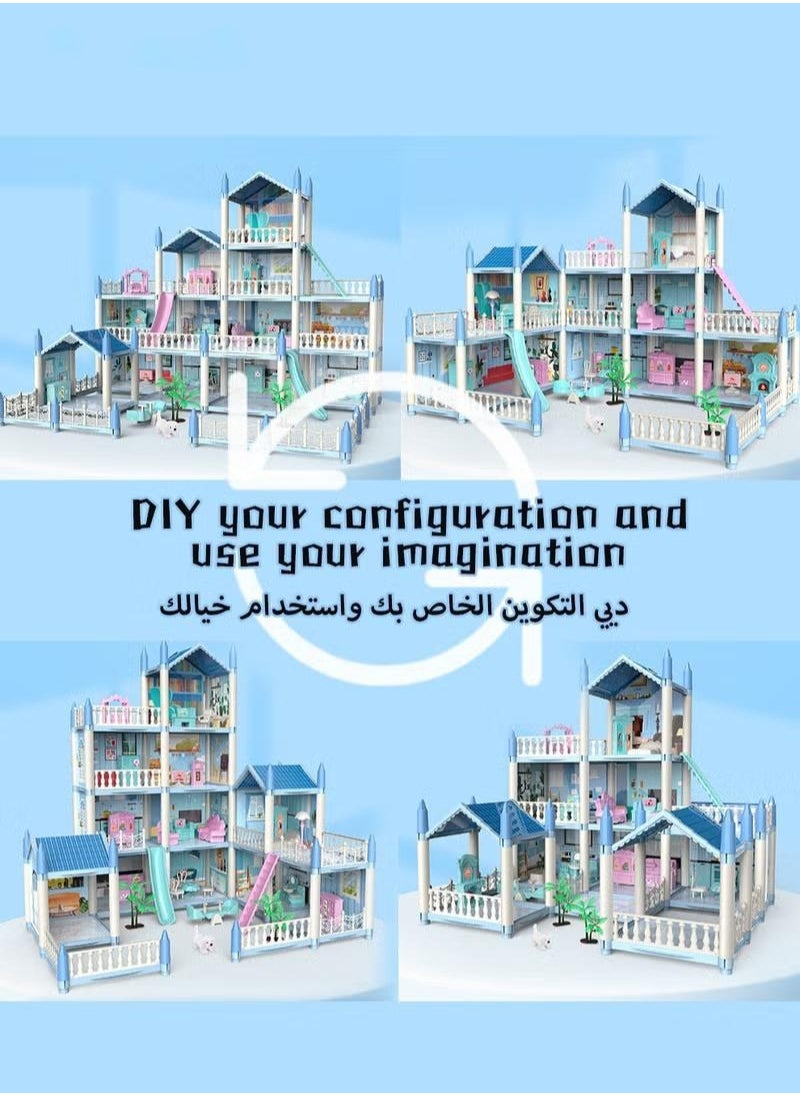 DollHouse Toys,Large Size Castle Doll House with Decorations,Accessories and Furniture,DIY Construction Building Blocks Toys,Gifts for Kids