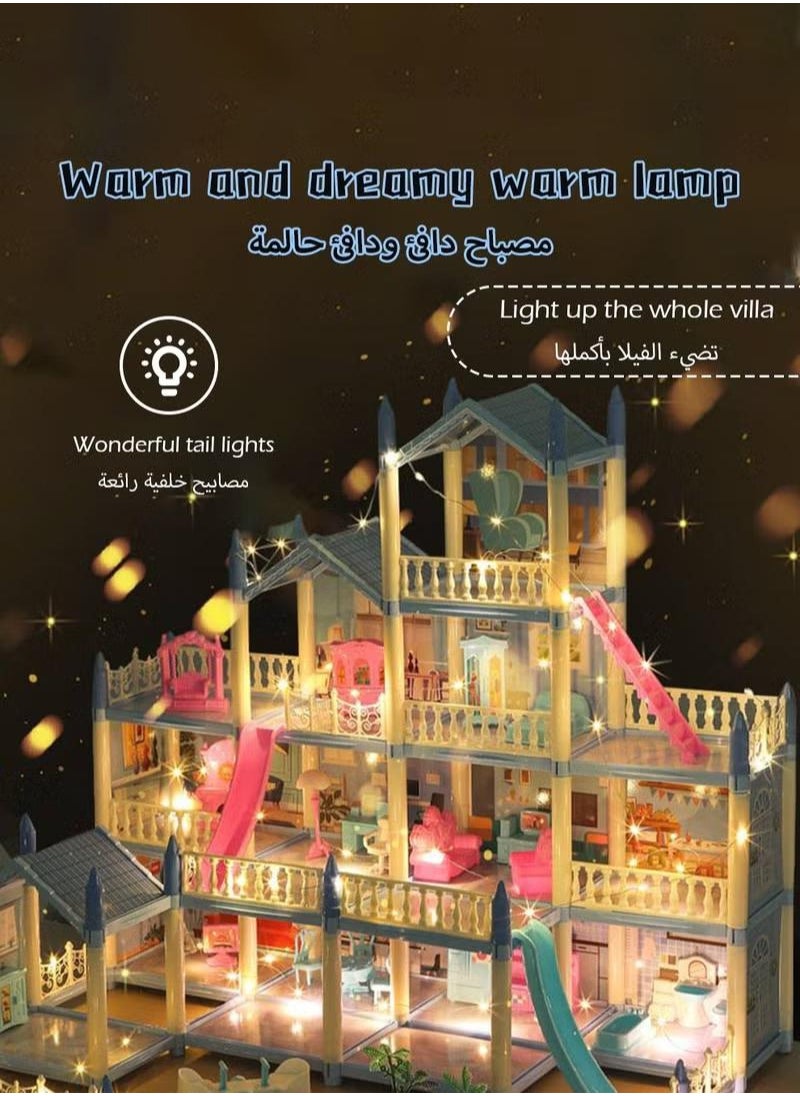 DollHouse Toys,Large Size Castle Doll House with Decorations,Accessories and Furniture,DIY Construction Building Blocks Toys,Gifts for Kids