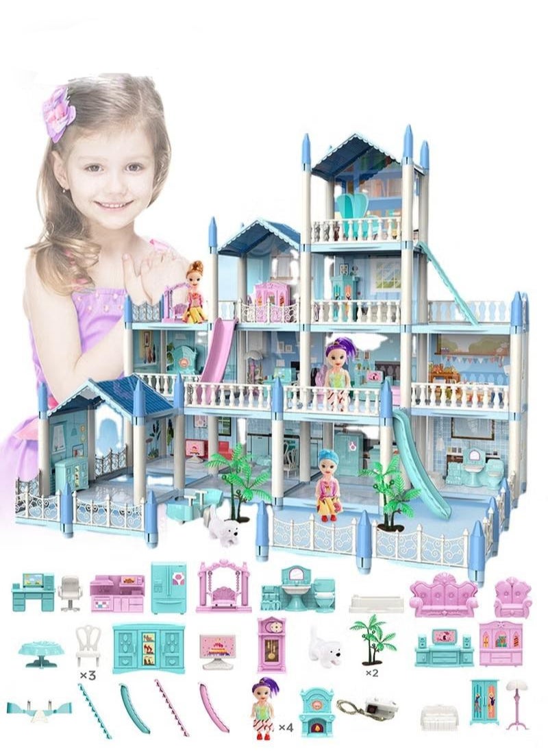 DollHouse Toys,Large Size Castle Doll House with Decorations,Accessories and Furniture,DIY Construction Building Blocks Toys,Gifts for Kids