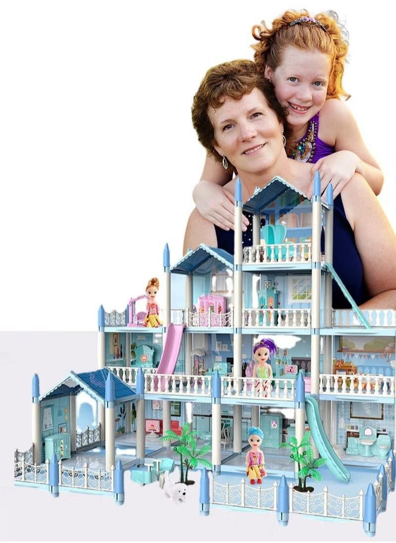 DollHouse Toys,Large Size Castle Doll House with Decorations,Accessories and Furniture,DIY Construction Building Blocks Toys,Gifts for Kids