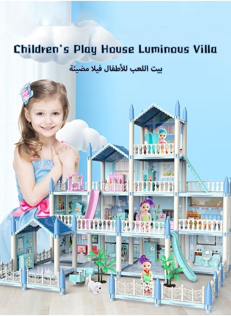DollHouse Toys,Large Size Castle Doll House with Decorations,Accessories and Furniture,DIY Construction Building Blocks Toys,Gifts for Kids