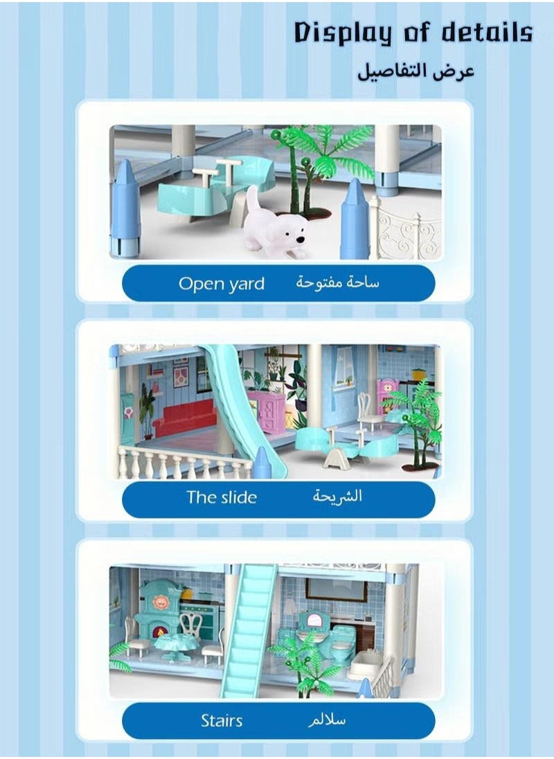 DollHouse Toys,Large Size Castle Doll House with Decorations,Accessories and Furniture,DIY Construction Building Blocks Toys,Gifts for Kids