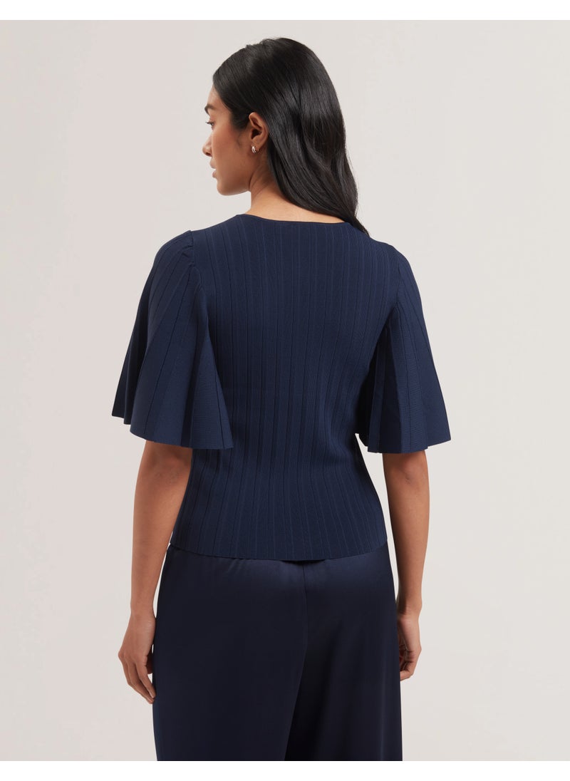 Flute Sleeve Knitted Top
