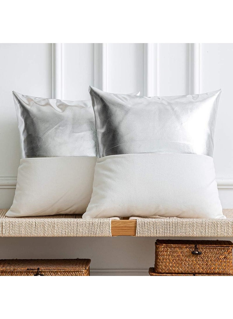 Atariya Decor Faux Leather Throw Pillow Covers Set of 5