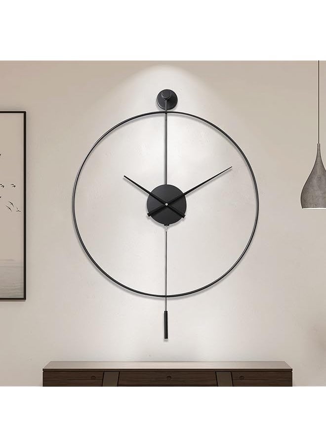 Classical Large Decorative Wall Clock with Pendulum, Modern Non-Ticking Silent Metal Wall Clocks for Living Room, Bedroom, Study, Office,20‘’