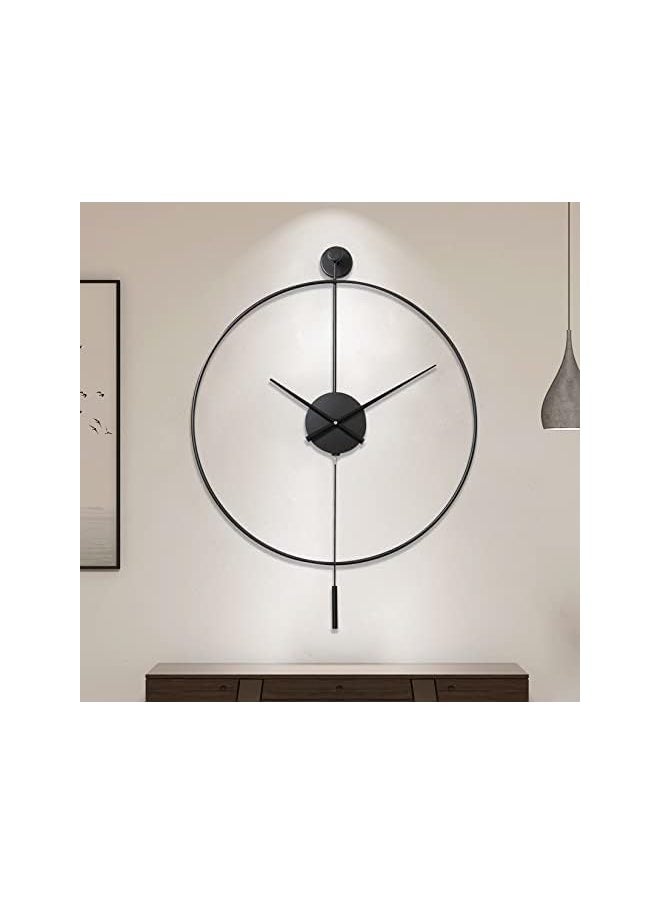 Classical Large Decorative Wall Clock with Pendulum, Modern Non-Ticking Silent Metal Wall Clocks for Living Room, Bedroom, Study, Office,20‘’