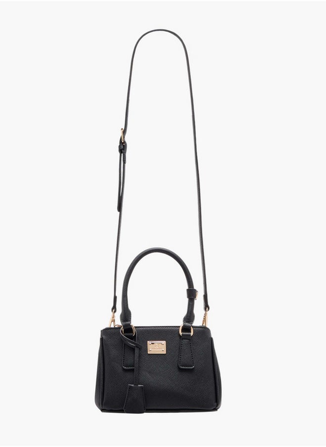 Women's Textured Crossbody Bag with Detachable Strap and Zip Closure