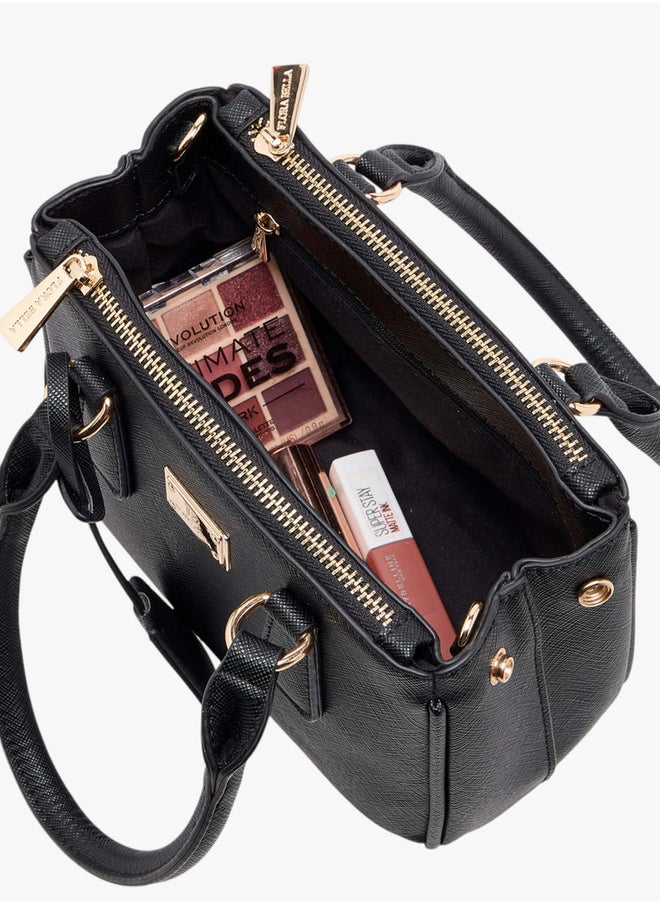 Women's Textured Crossbody Bag with Detachable Strap and Zip Closure
