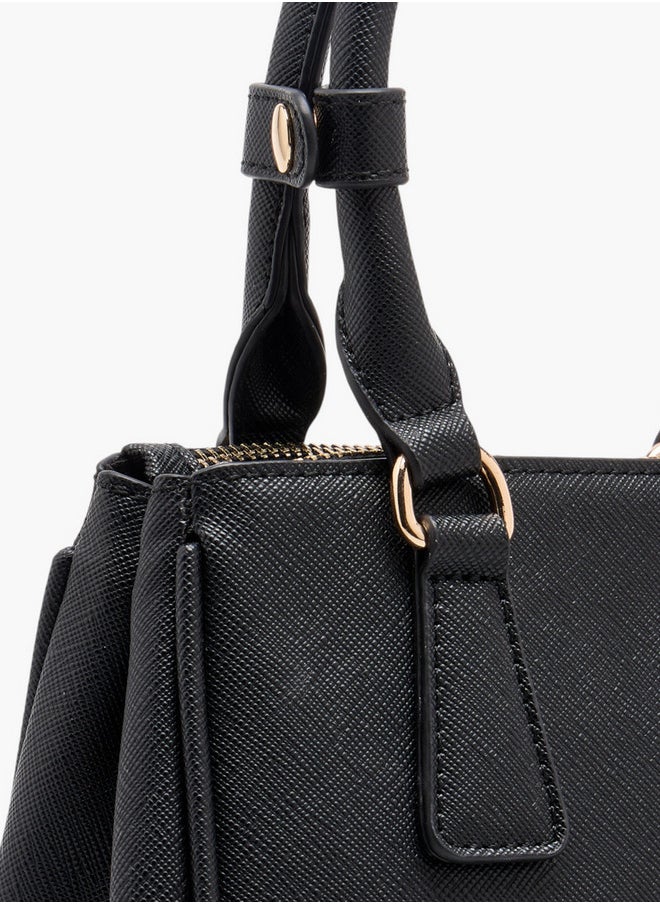 Women's Textured Crossbody Bag with Detachable Strap and Zip Closure