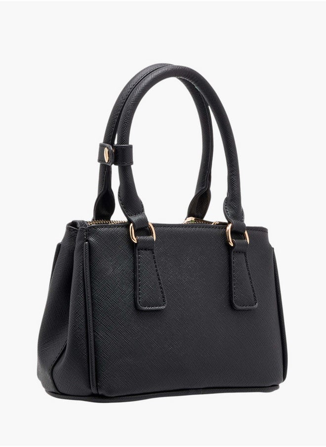 Women's Textured Crossbody Bag with Detachable Strap and Zip Closure