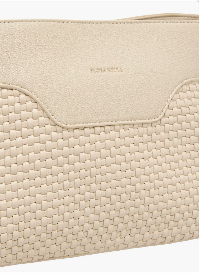 Textured Crossbody Bag with Zip Closure and Adjustable Strap