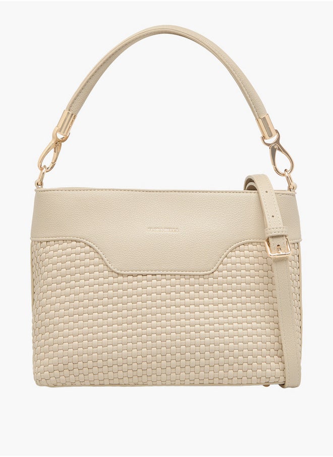 Textured Crossbody Bag with Zip Closure and Adjustable Strap