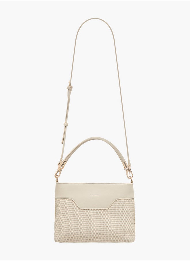 Textured Crossbody Bag with Zip Closure and Adjustable Strap