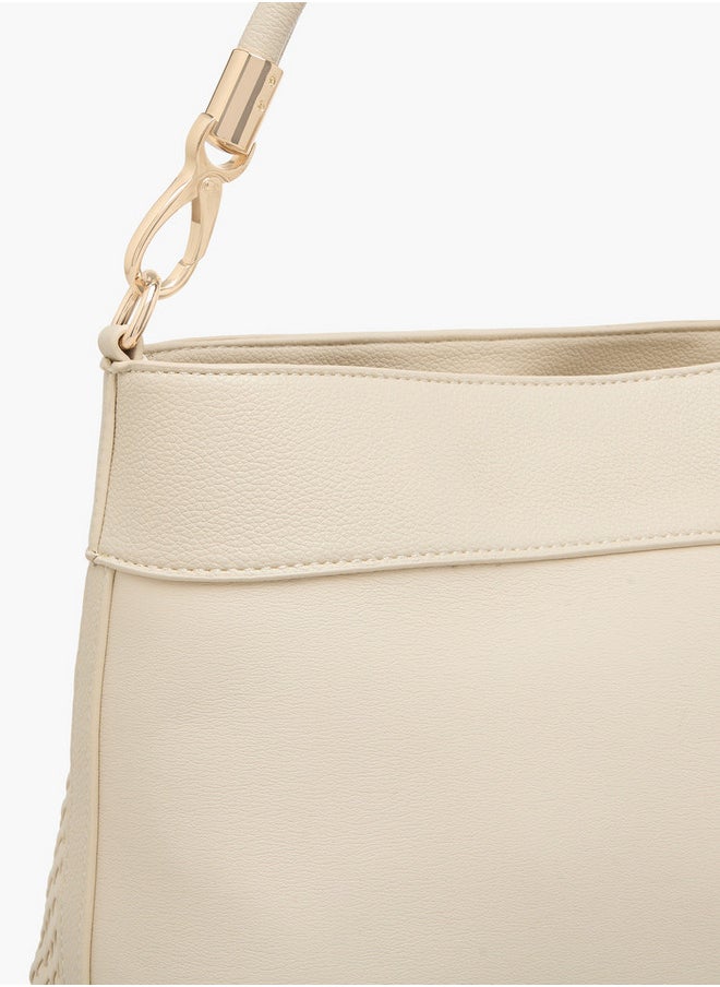 Textured Crossbody Bag with Zip Closure and Adjustable Strap