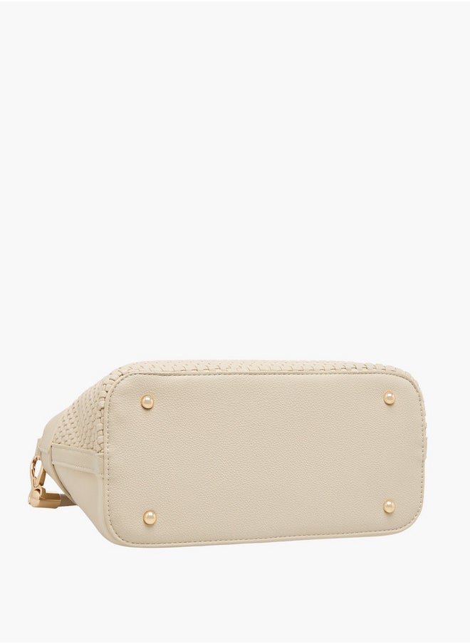 Textured Crossbody Bag with Zip Closure and Adjustable Strap