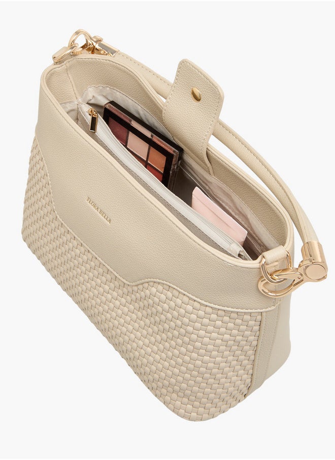 Textured Crossbody Bag with Zip Closure and Adjustable Strap