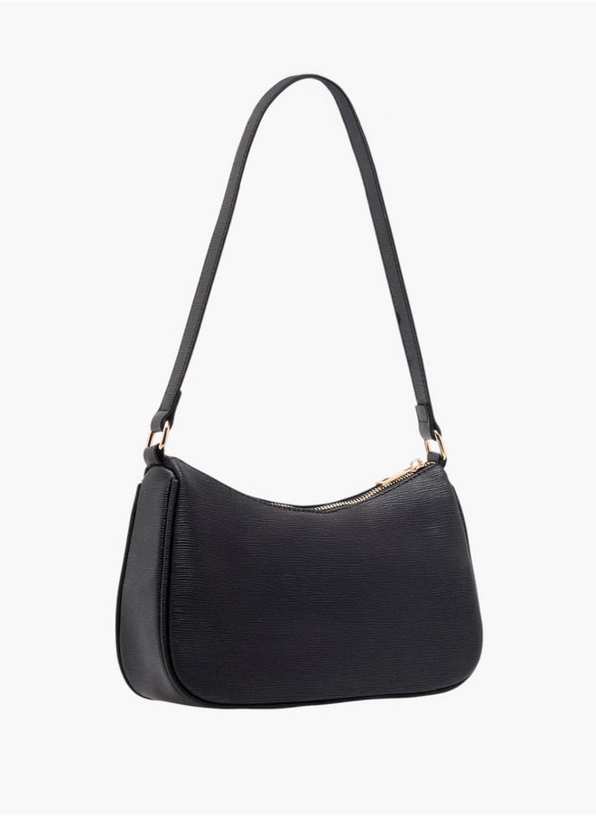 Women's Textured Crossbody Bag with Detachable Strap and Zip Closure