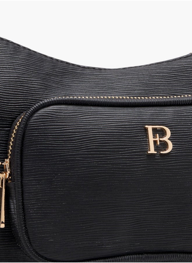 Women's Textured Crossbody Bag with Detachable Strap and Zip Closure