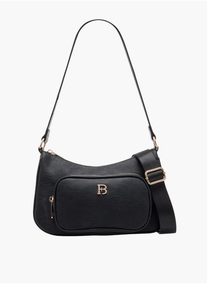 Women's Textured Crossbody Bag with Detachable Strap and Zip Closure
