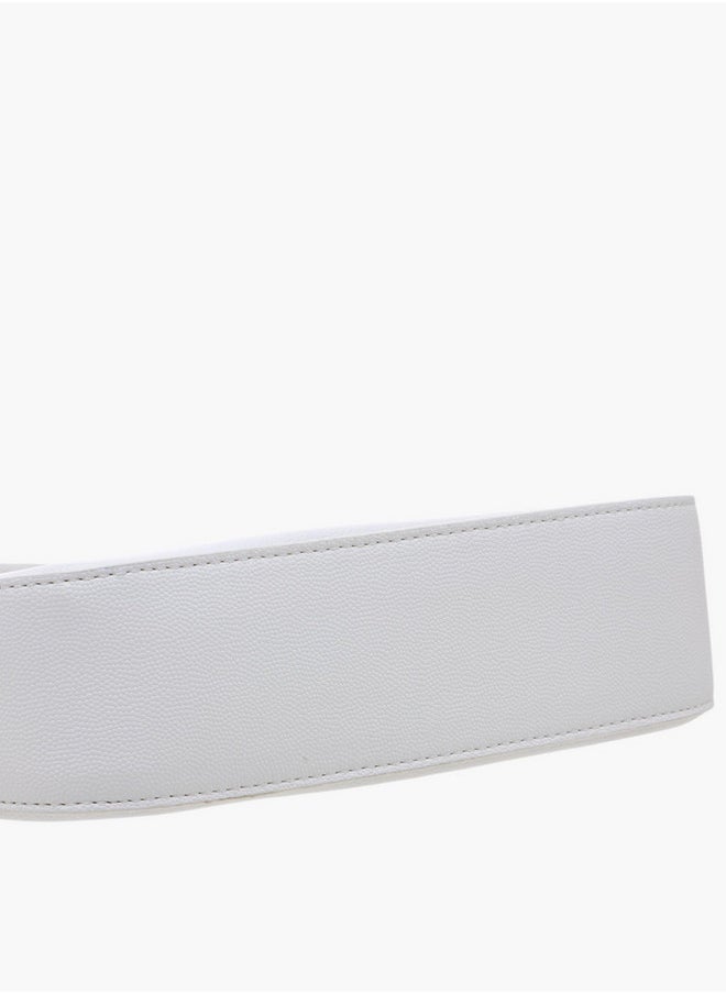 Textured Shoulder Bag with Detachable Strap and Zip Closure