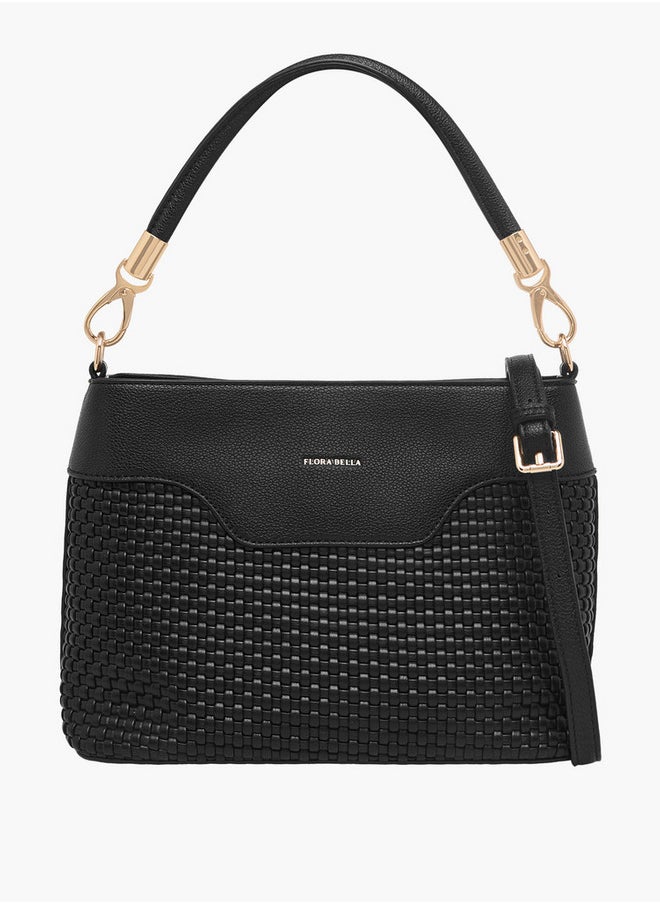 Textured Crossbody Bag with Zip Closure and Adjustable Strap