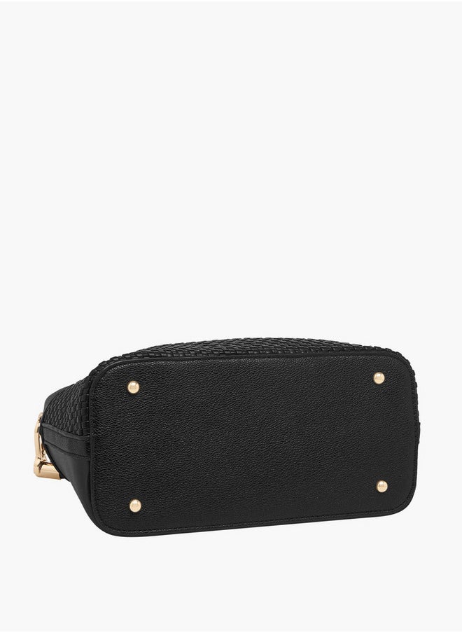Textured Crossbody Bag with Zip Closure and Adjustable Strap