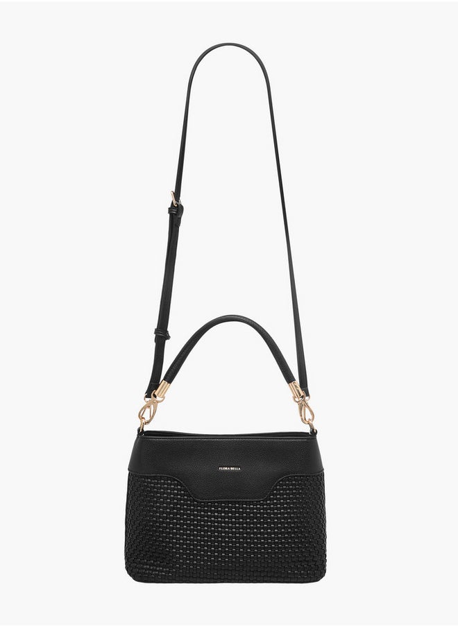 Textured Crossbody Bag with Zip Closure and Adjustable Strap