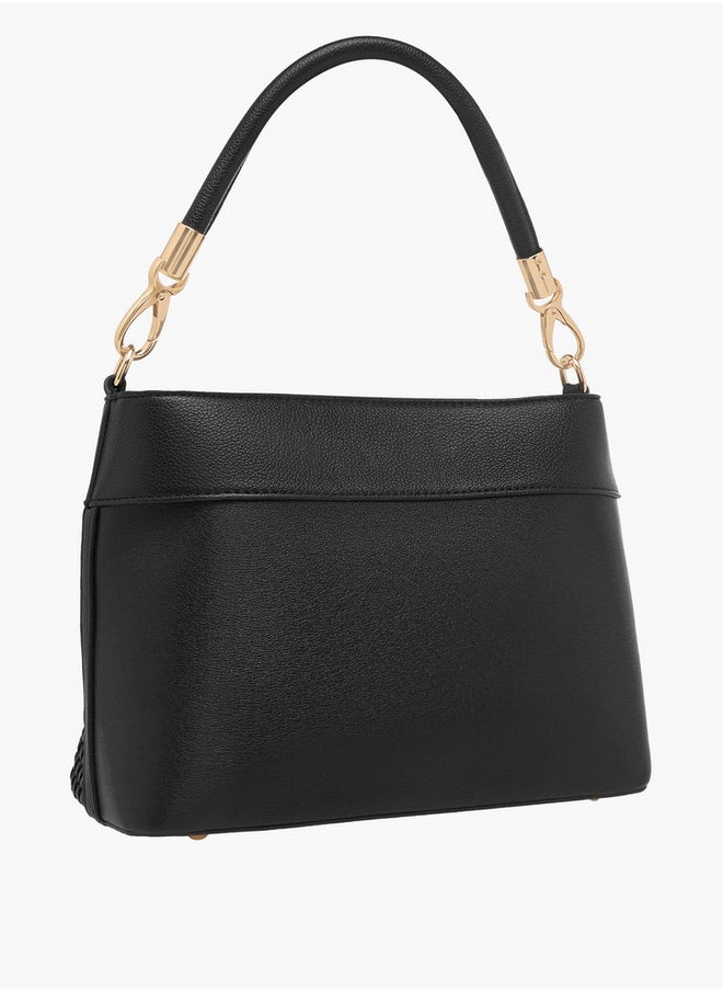 Textured Crossbody Bag with Zip Closure and Adjustable Strap