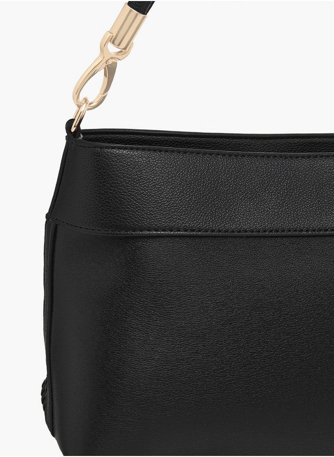 Textured Crossbody Bag with Zip Closure and Adjustable Strap