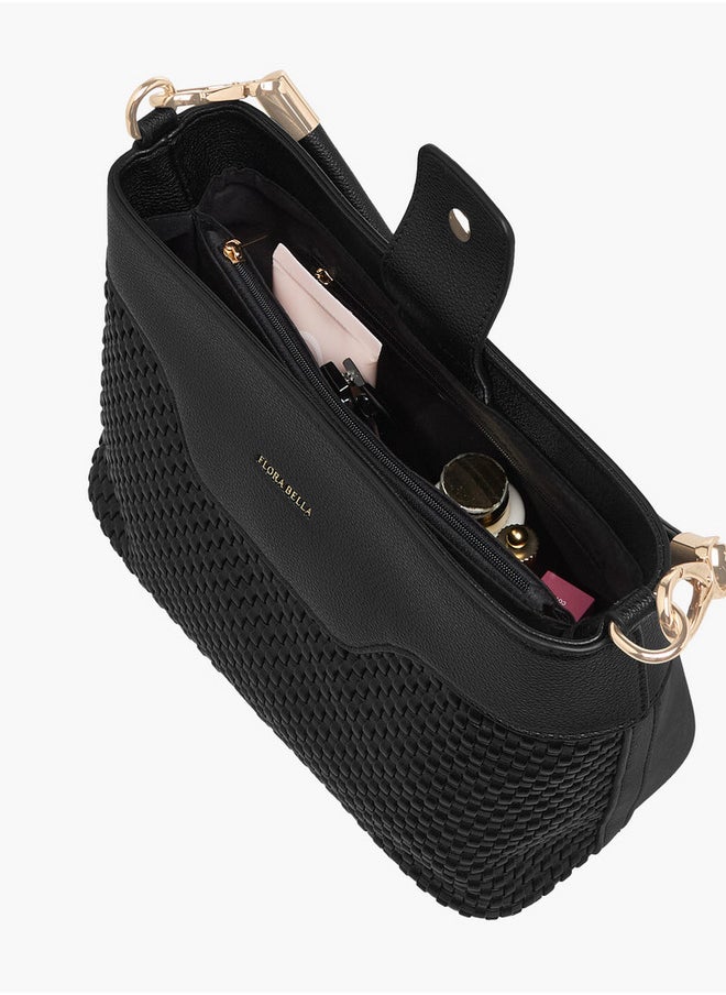 Textured Crossbody Bag with Zip Closure and Adjustable Strap