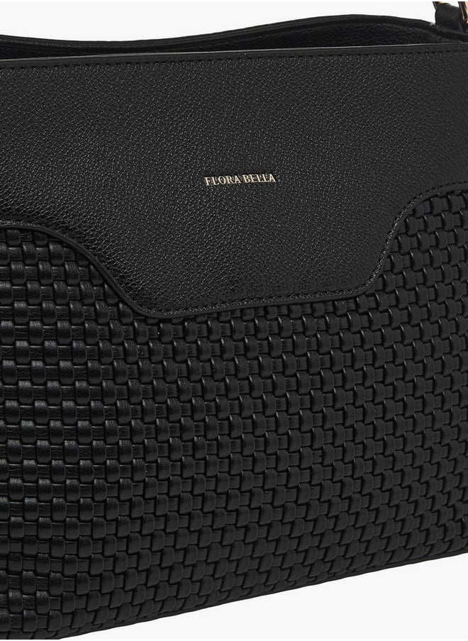 Textured Crossbody Bag with Zip Closure and Adjustable Strap