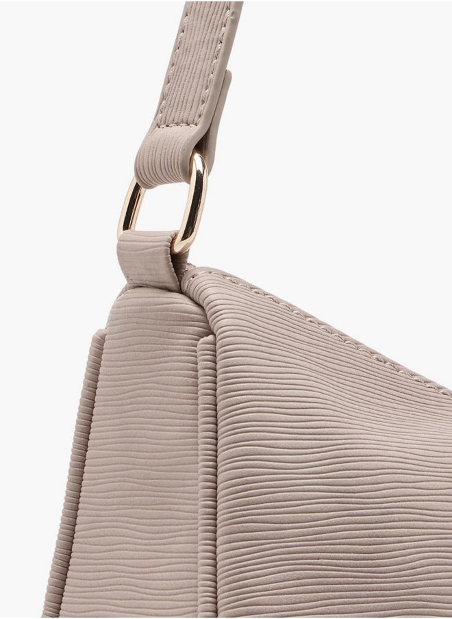 Women's Textured Crossbody Bag with Detachable Strap and Zip Closure